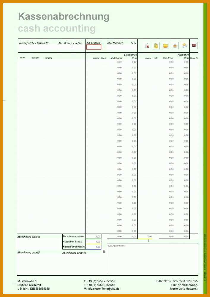 Selten Kassenbericht Vorlage 707x1000