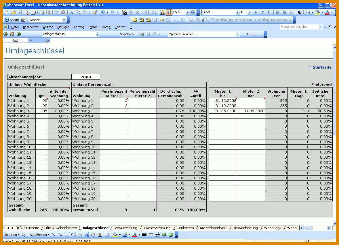 Ausnahmsweise Nebenkostenabrechnung Mit Excel Vorlage Zum Download ...