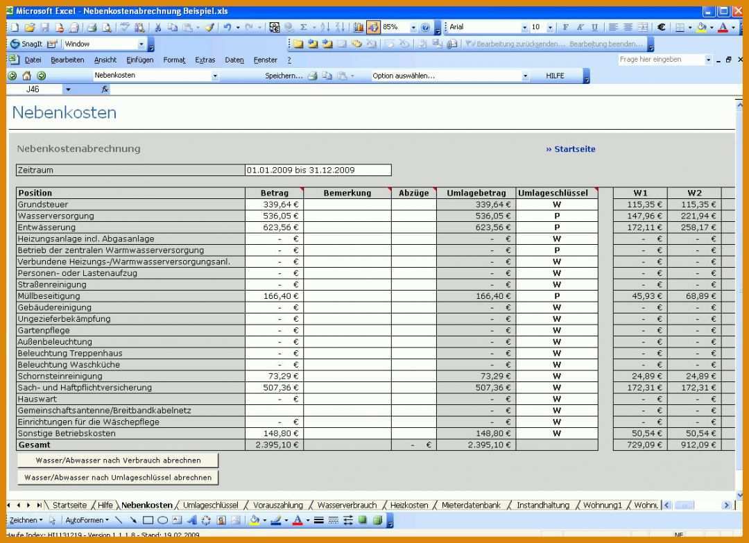 Kreativ Nebenkostenabrechnung Erstellen Excel Vorlage 1178x854