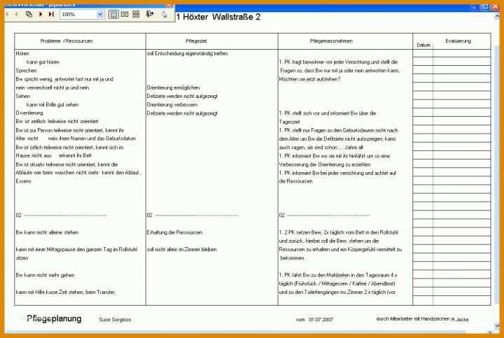 Fantastisch Pflegeplanung Vorlage 1120x752