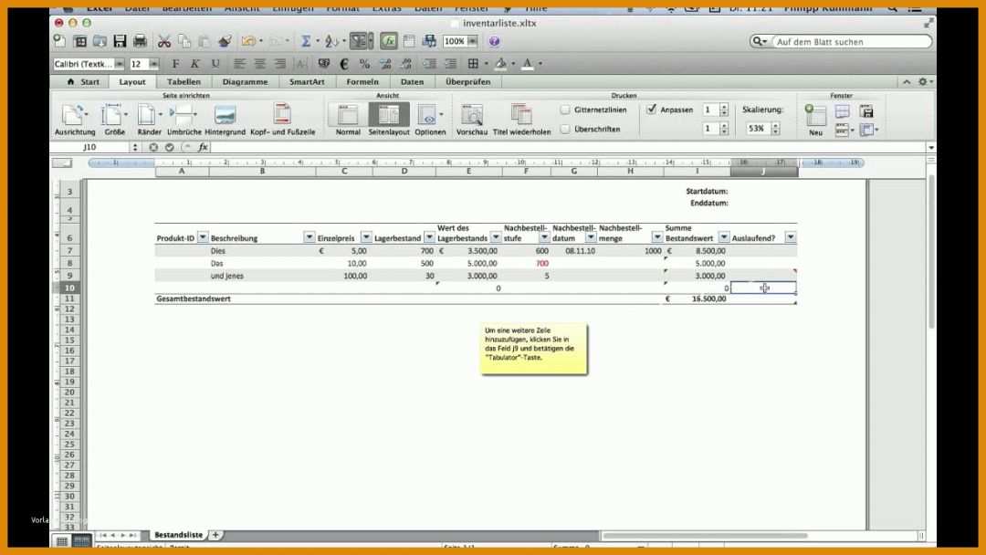 Größte Warenbestand Excel Vorlage 1280x720