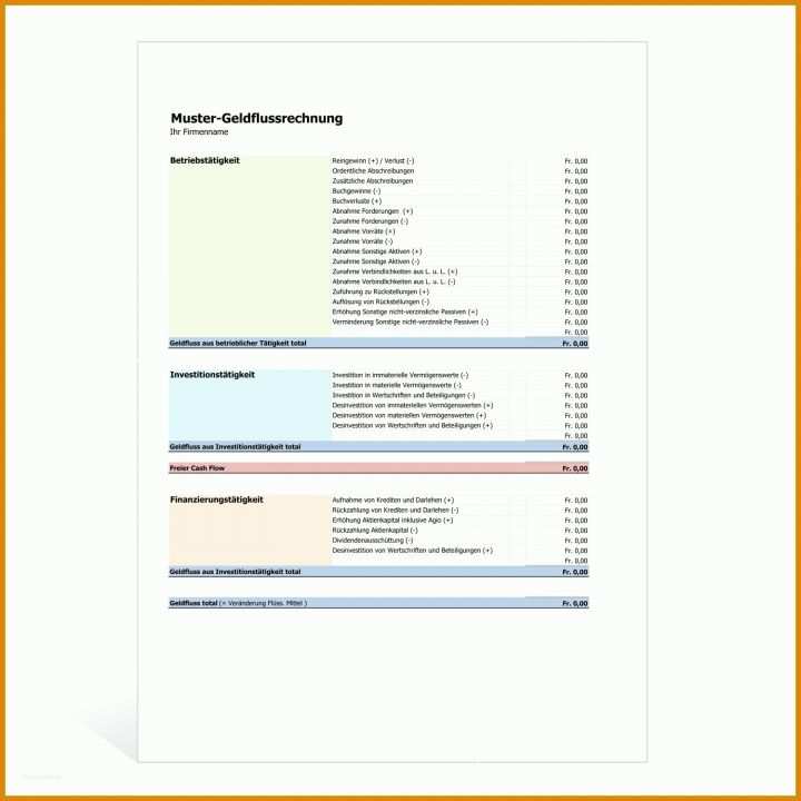 Überraschen Geldflussrechnung Vorlage Excel 1500x1500