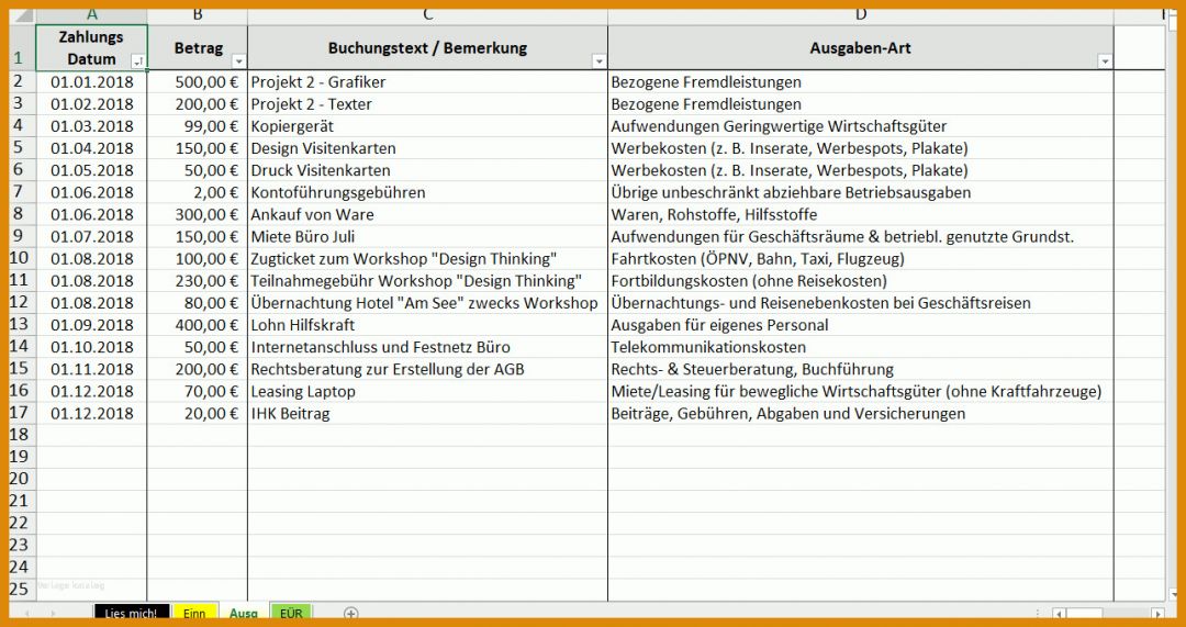 Wunderbar Eür Vorlage Kleinunternehmer 1287x681