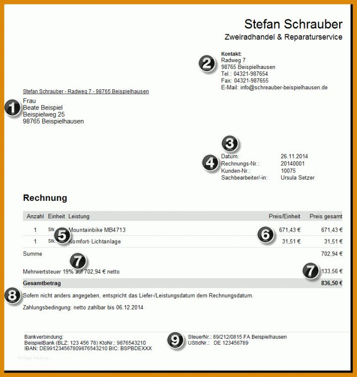 Rechnung Schreiben Kleingewerbe Vorlage Rechnungsstellung