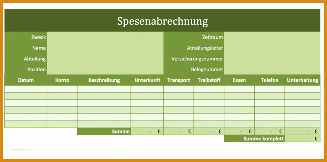 Sensationell Spesenabrechnung Vorlage 1200x593