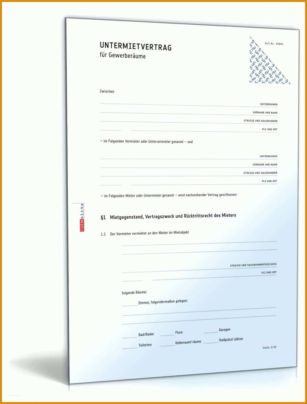 Fabelhaft Untermietvertrag Gewerbe Vorlage Zum Ausfüllen 1600x2100