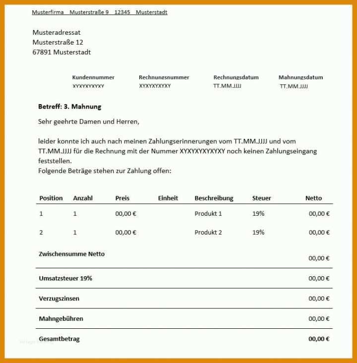 Angepasst 3 Mahnung Vorlage 761x774