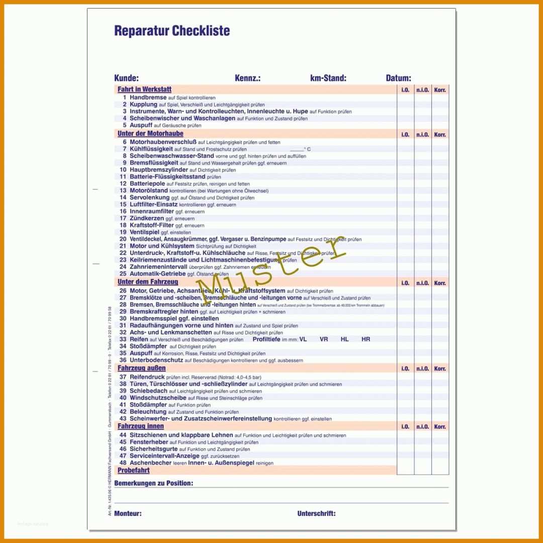 Exklusiv Fahrzeug Checkliste Vorlage 1280x1280