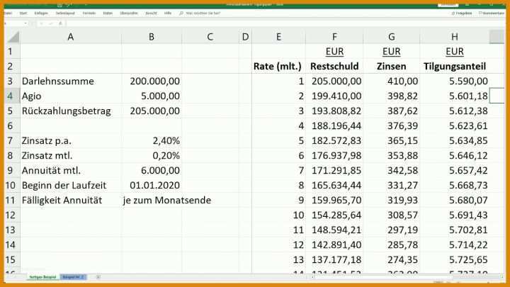 Tolle Tilgungsplan Erstellen Excel Vorlage 1280x720