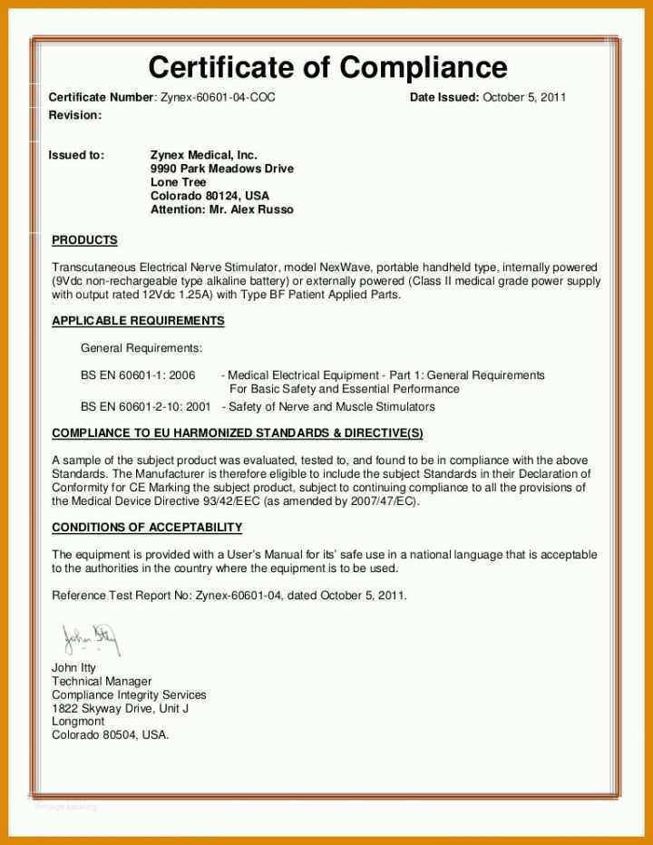 Certificate Of Compliance Vorlage 11 Vision Kostenlos Für Sie Muster