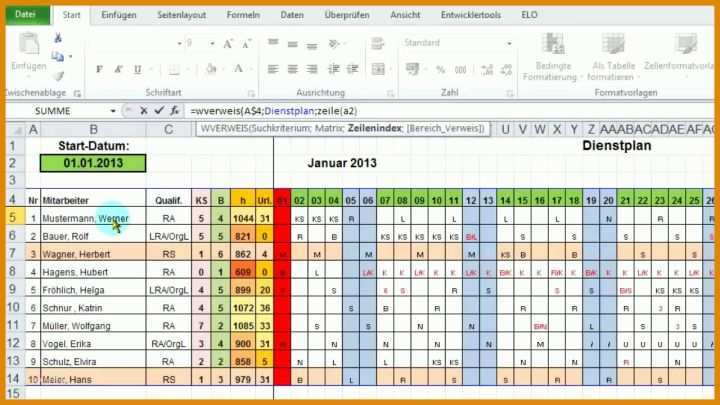 Einzahl Excel Dienstplan Vorlage 1280x720