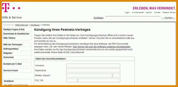 Hervorragen Telekom Kündigung Vorlage Pdf 998x490