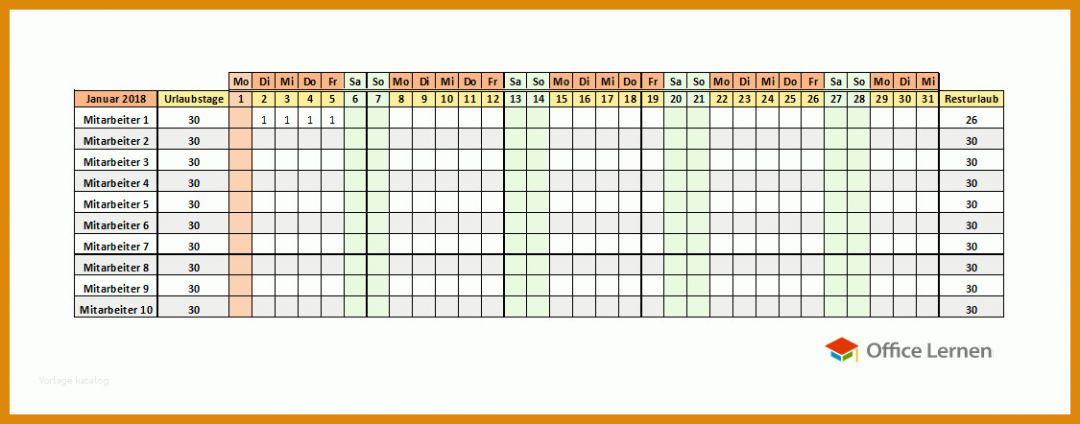 Perfekt Urlaubsplaner Excel 2019 Vorlage 1125x442