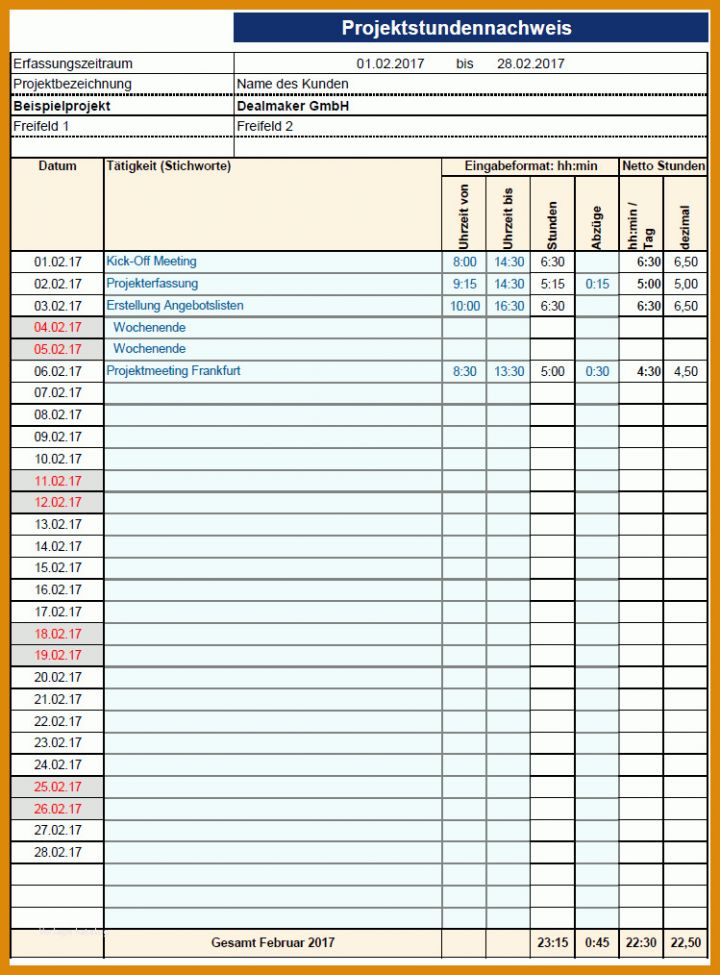 Limitierte Auflage Vorlage Stundennachweis Excel 749x1014