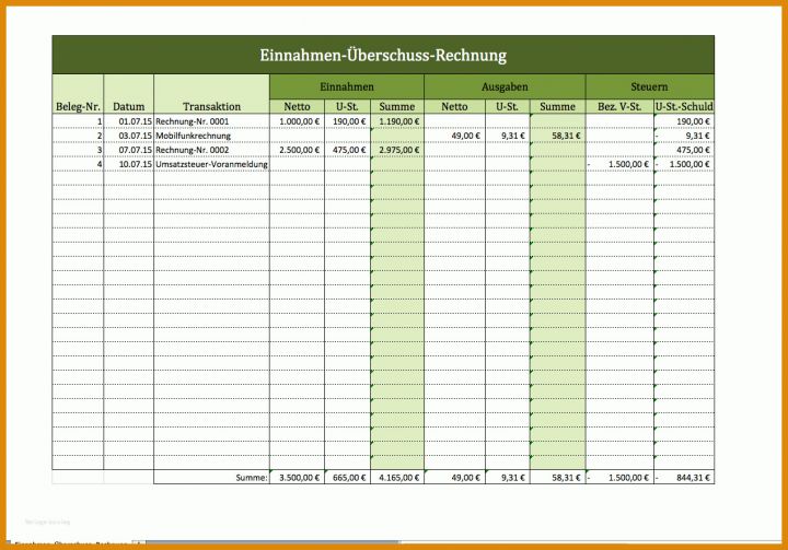 Einnahmen überschuss Rechnung Vorlage Pdf Einnahmen Ueberschuss Rechnung Mit Excel Vorlage