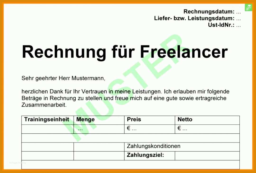 Einzahl Rechnung Freelancer Vorlage 1124x760