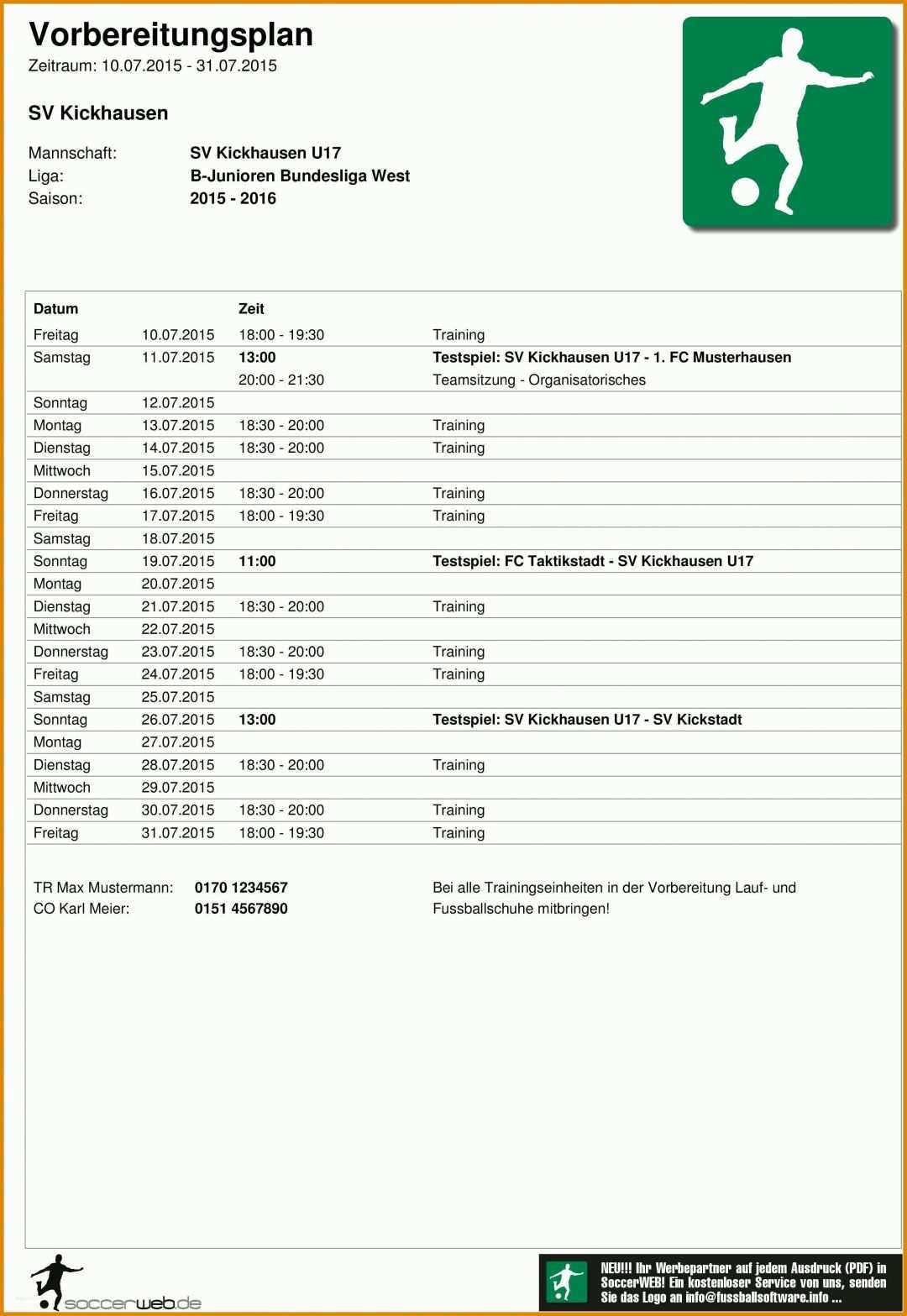 Singular Vorbereitungsplan Fussball Vorlage 2337x3390