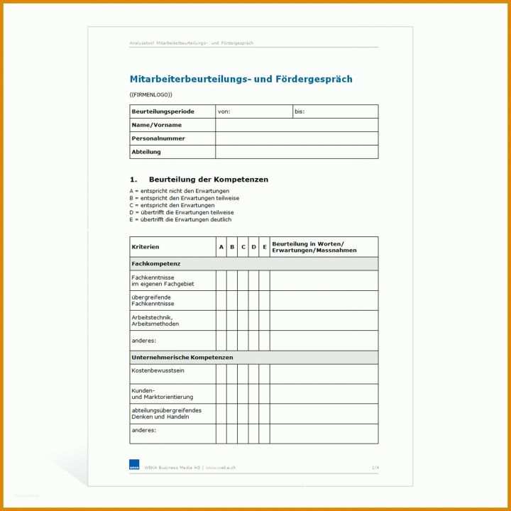 Jährliches Mitarbeitergespräch Vorlage Vorlage Mitarbeiterbeurteilungs Und Foerdergespraech