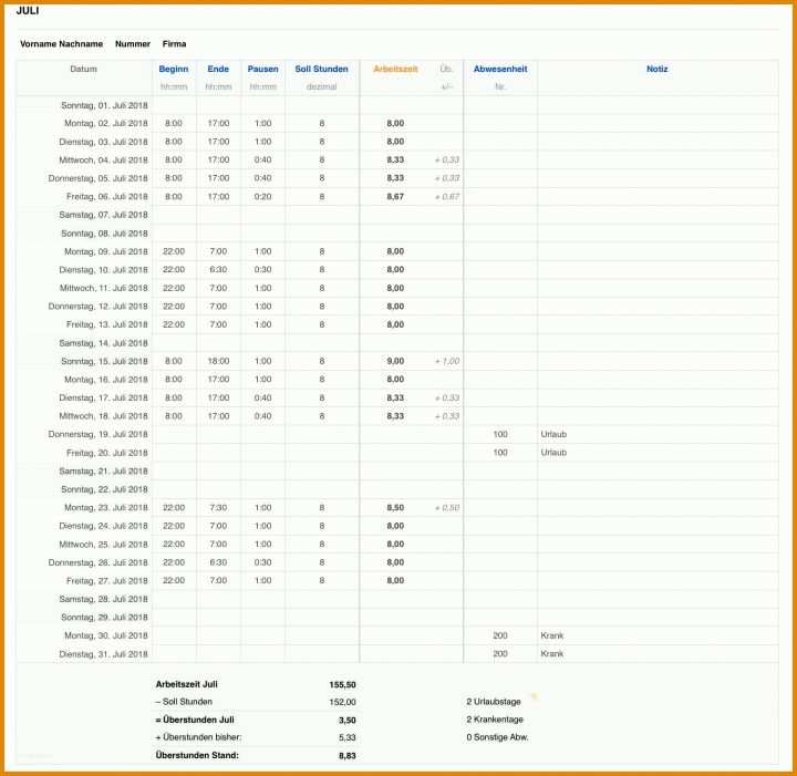 Bestbewertet Stundenzettel 2018 Vorlage 1750x1704