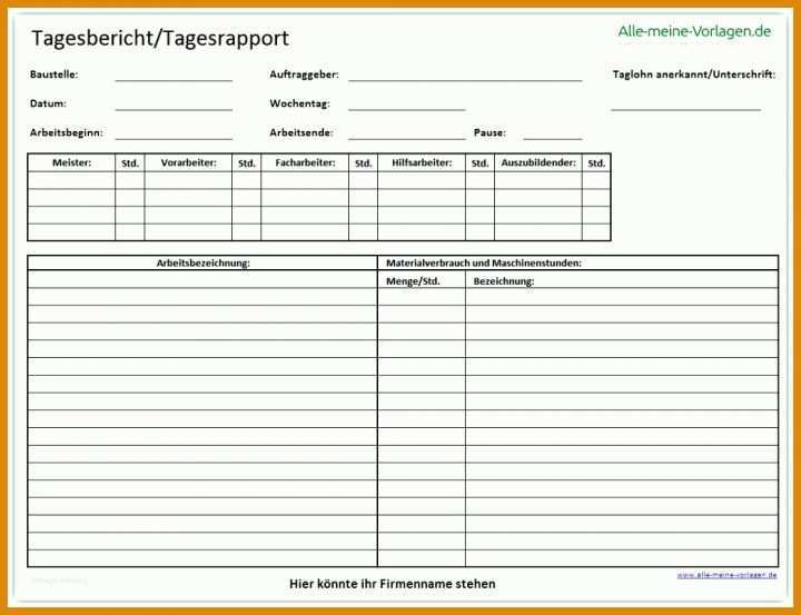 Perfekt Tagesbericht Vorlage Word 1044x802