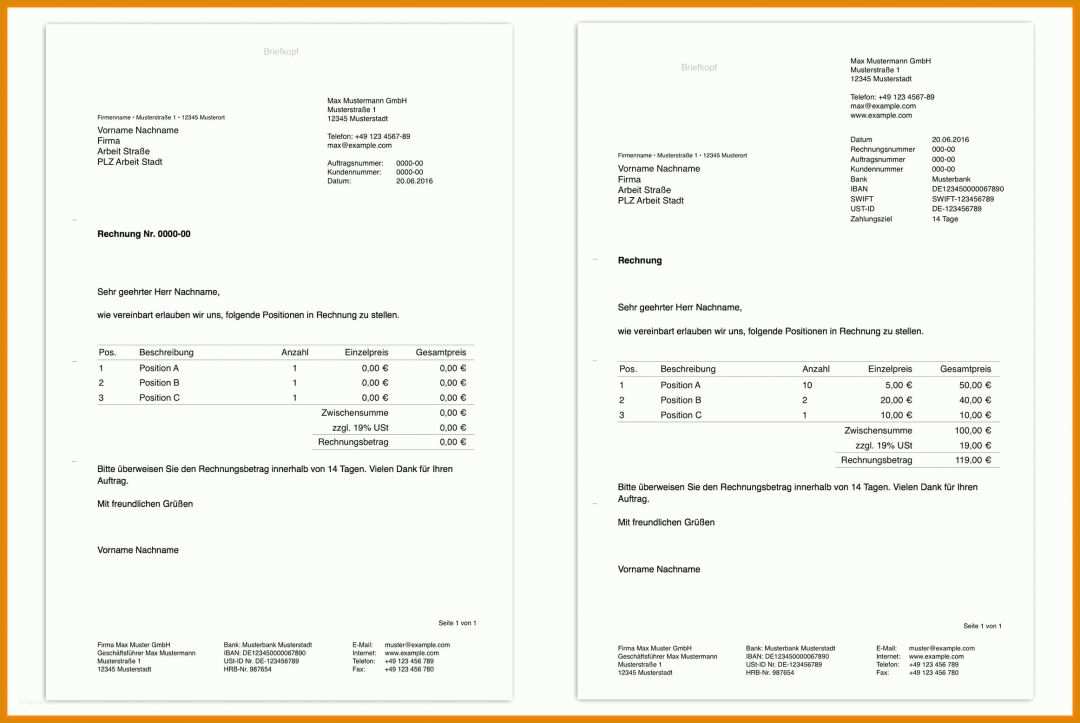 Limitierte Auflage Vorlage Rechnung Ferienwohnung 2324x1556