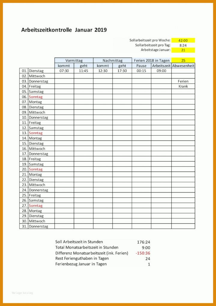 Phänomenal Stundenzettel Zeiterfassung Vorlage 744x1052