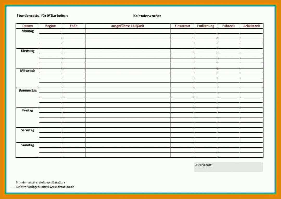 Ausnahmsweise Vorlage Stundenzettel Minijob 1102x781