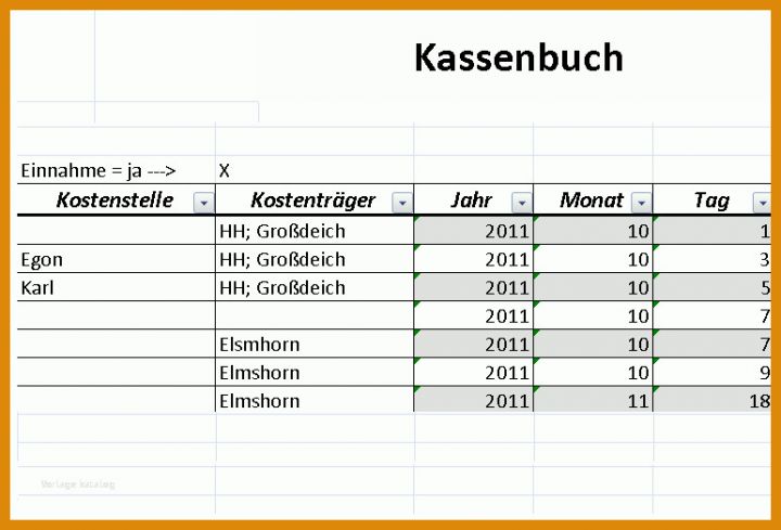 Kassen Vorlage Excel Kassenbuch