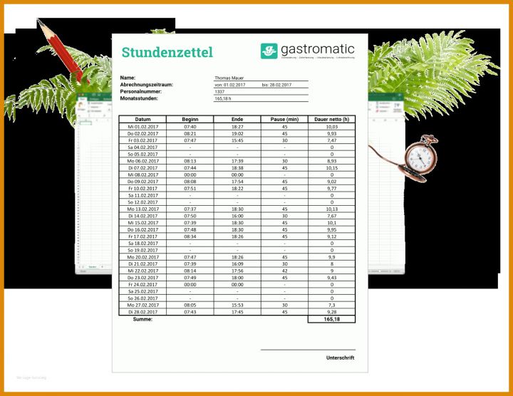 Original Stundenzettel Vorlage Openoffice 1258x971