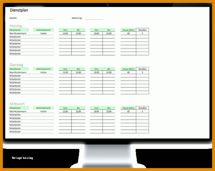Limitierte Auflage Excel Dienstplan Vorlage 740x589