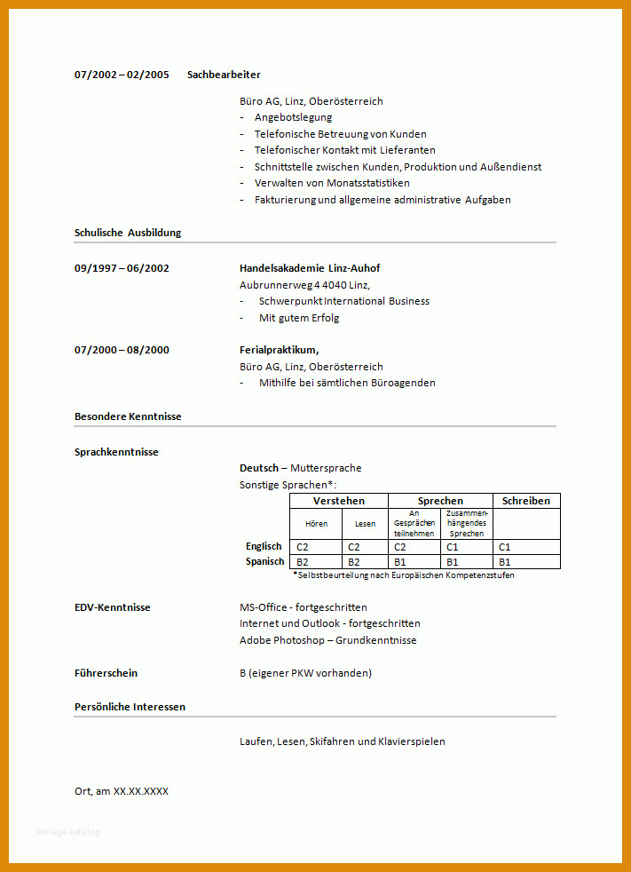 Fantastisch Lebenslauf Vorlage Tabellarisch 711x982