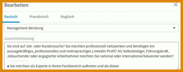 Hervorragen Linkedin Zusammenfassung Vorlage 730x290