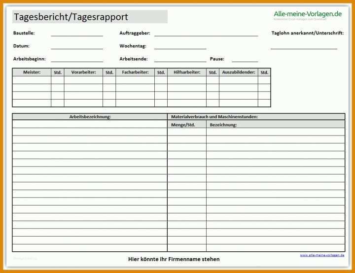 Bestbewertet Tagesbericht Vorlage Zum Ausdrucken 1099x845