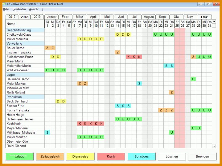 Moderne Urlaubsplan Excel Vorlage 944x708