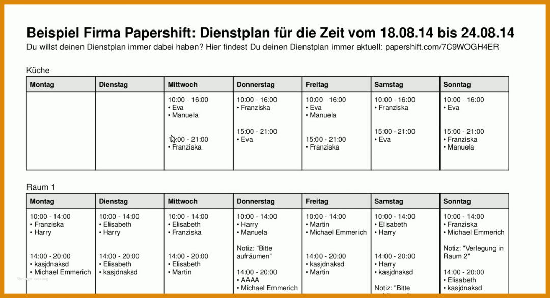 Größte Dienstplan Excel Vorlage 1294x702