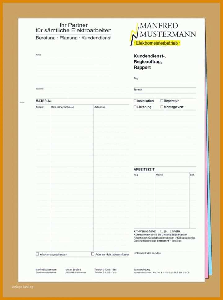 Spektakulär Rapportzettel Vorlage Handwerk 764x1030