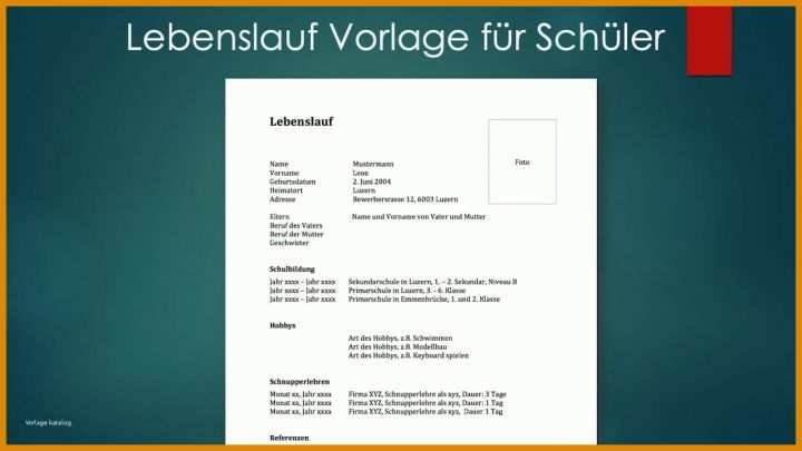 Faszinierend Schüler Lebenslauf Word Vorlage 1280x720