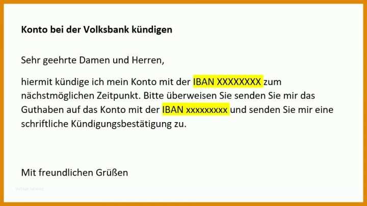 Vorlage Bankkonto Kündigen Volksbank Konto Kuendigen So Gehts