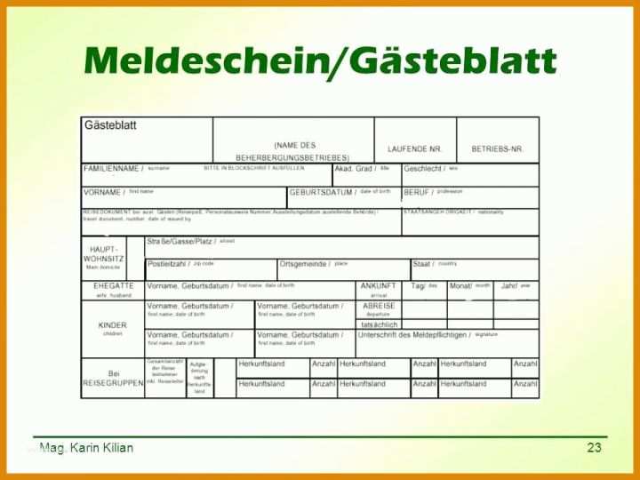 Modisch Meldeschein Hotel Vorlage 960x720