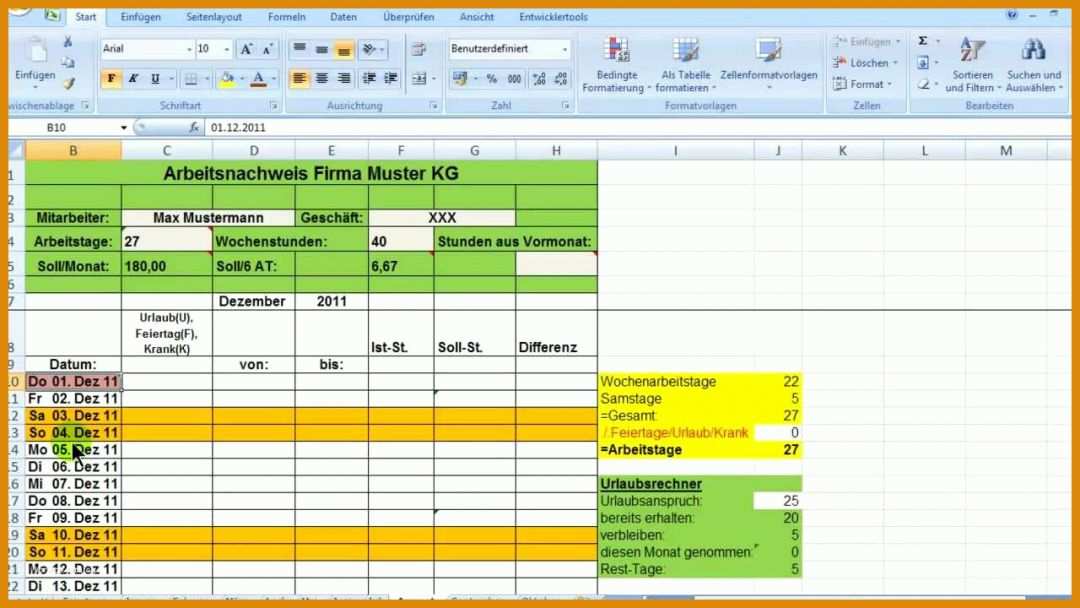 Toll Excel Vorlagen Zeiterfassung Kostenlos 1280x720