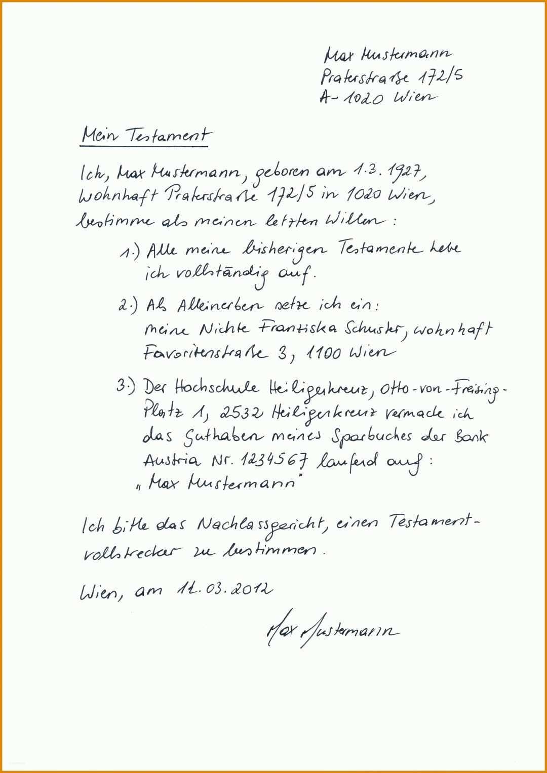 Beeindruckend Handschriftliches Testament Vorlage 2480x3507