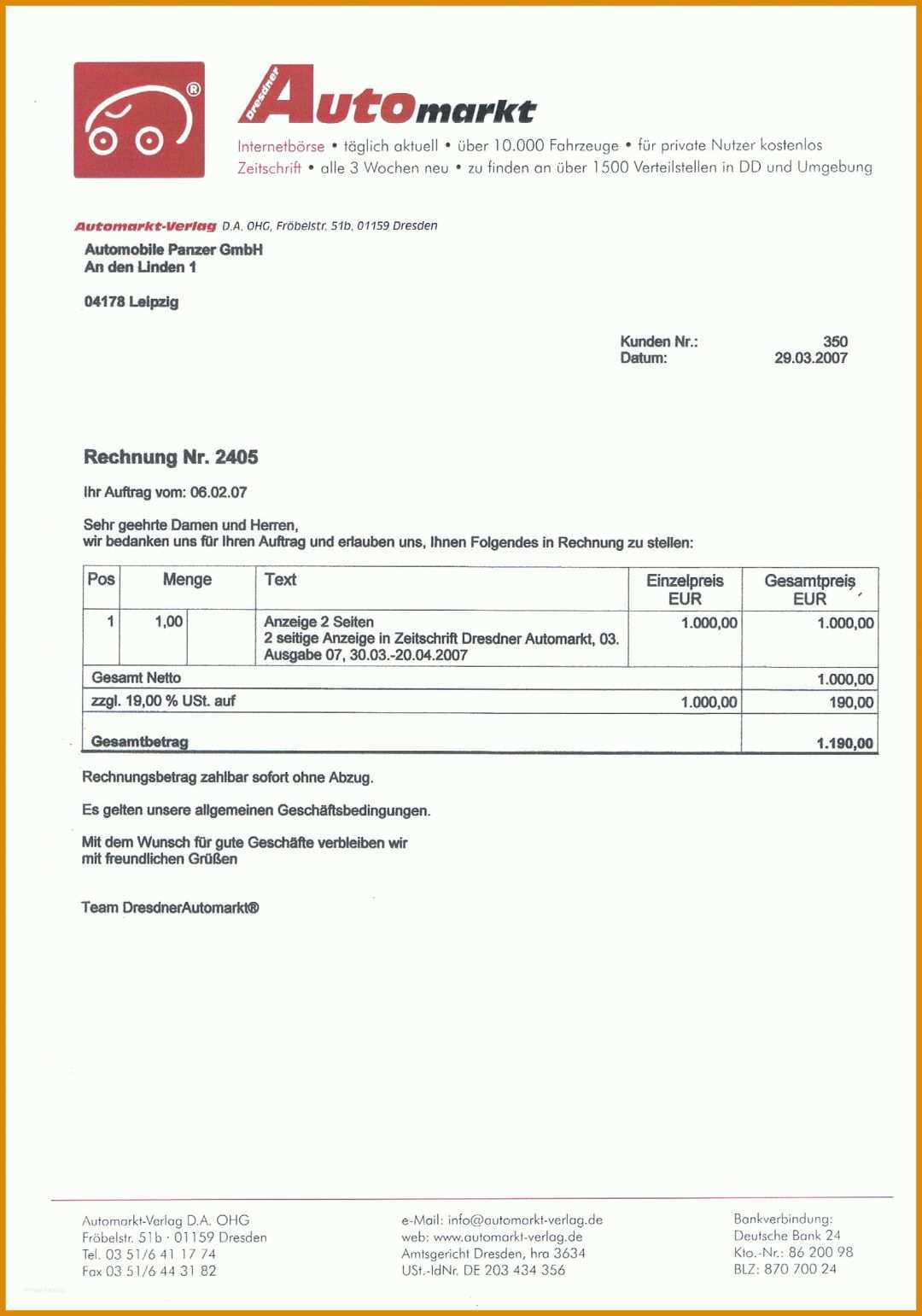 Fabelhaft Rechnung Autoverkauf Gewerblich Vorlage 1606x2291