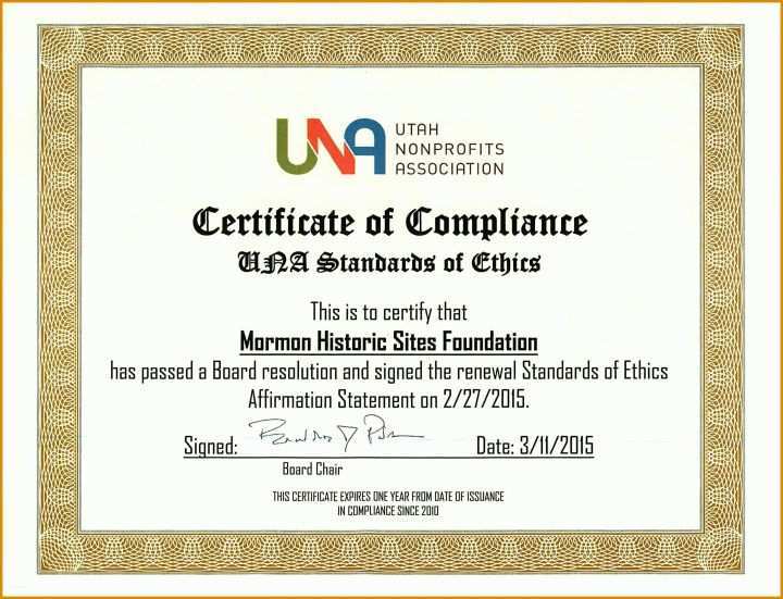 Original Certificate Of Compliance Vorlage 3000x2294