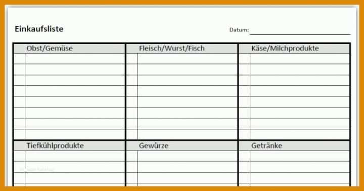 Einkaufsliste Excel Vorlage Einkaufsliste Vorlage