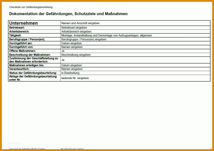 Ausgezeichnet Gefährdungsbeurteilung Aufzugsanlagen Vorlage 1200x850