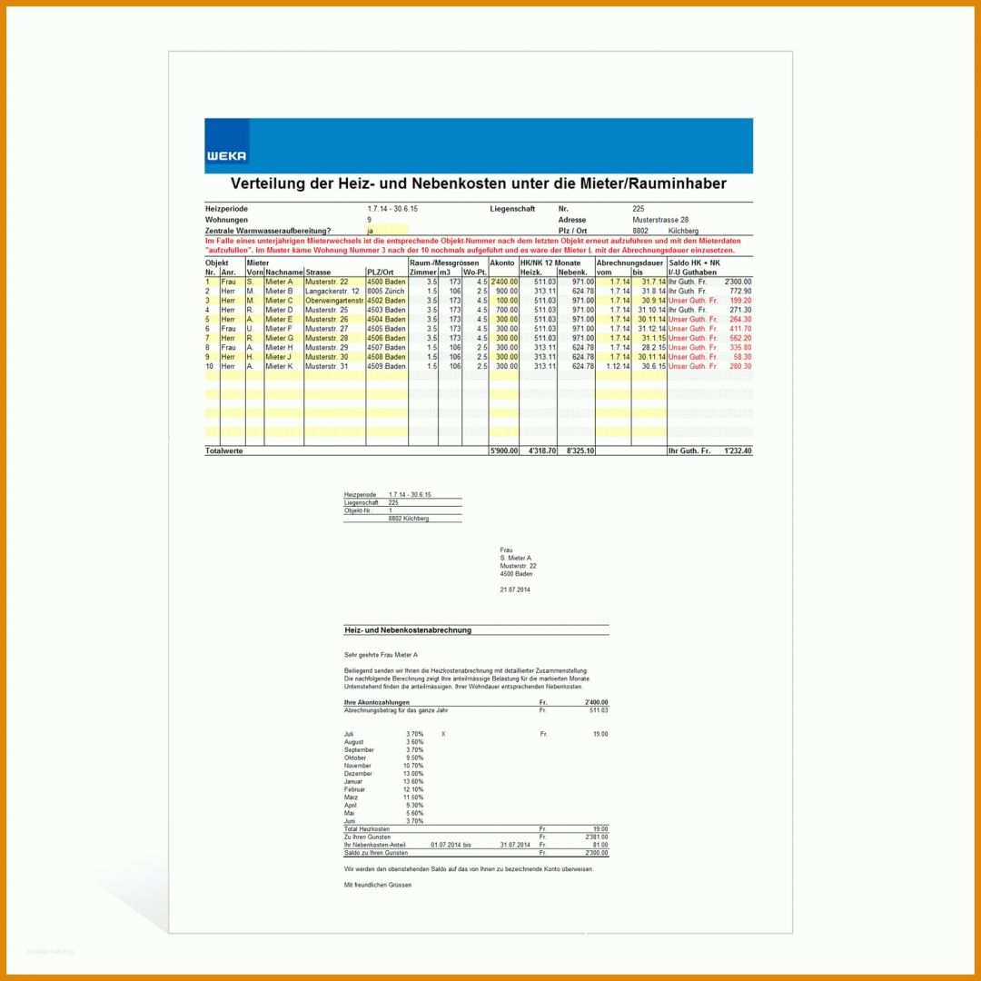 Exklusiv Heizkostenabrechnung Vorlage Excel 1500x1500