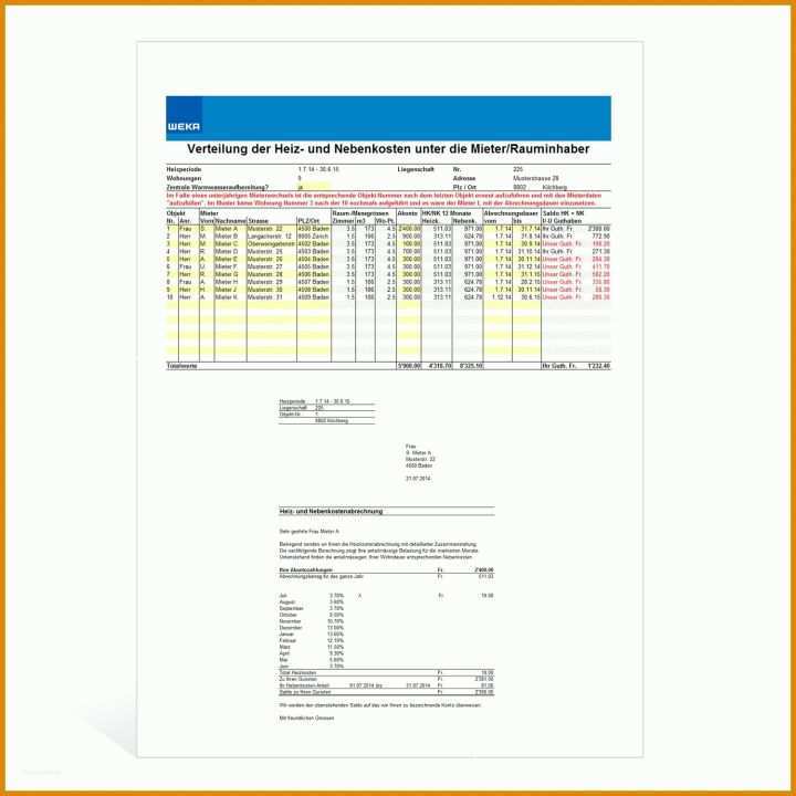 Unvergesslich Heizkostenabrechnung Vorlage Excel 1500x1500