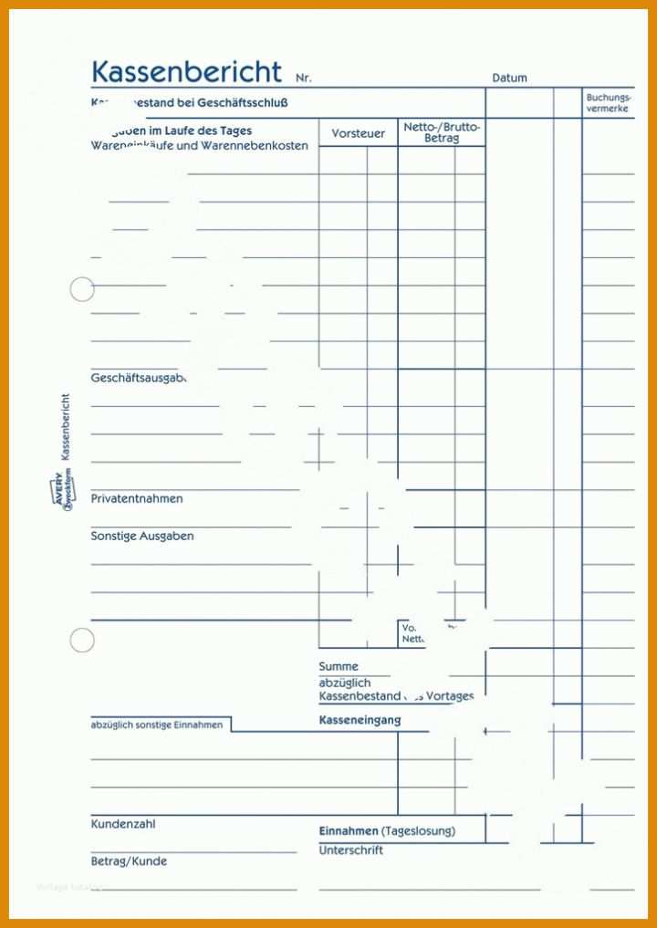 Perfekt Kassenbericht Vorlage Pdf 725x1024