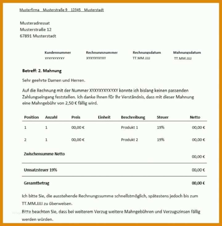 Beste 3 Mahnung Vorlage 761x774