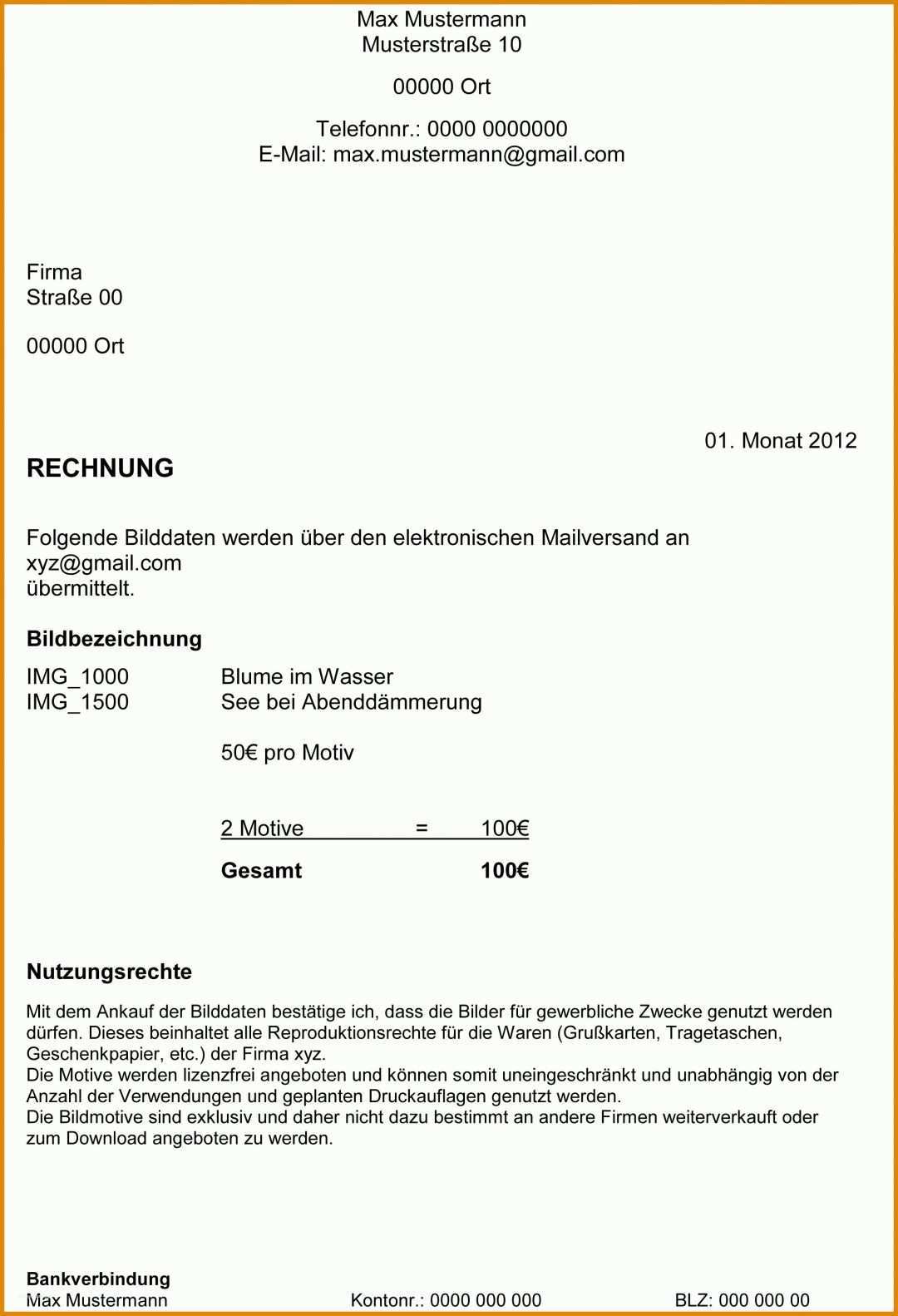 Erschwinglich Rechnung Privat An Firma Vorlage 2042x2992